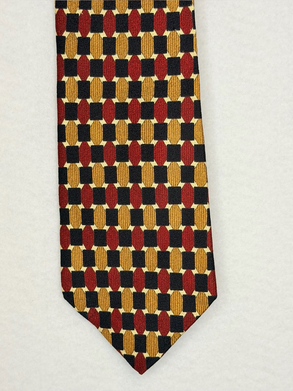 Vintage 1990s Martin Wong Geometric Abstract Silk Necktie Handmade in Italy